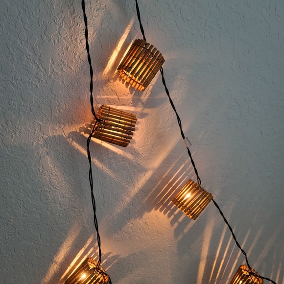 SOLD Rattan Cover String Lights - Picture 2 of 3